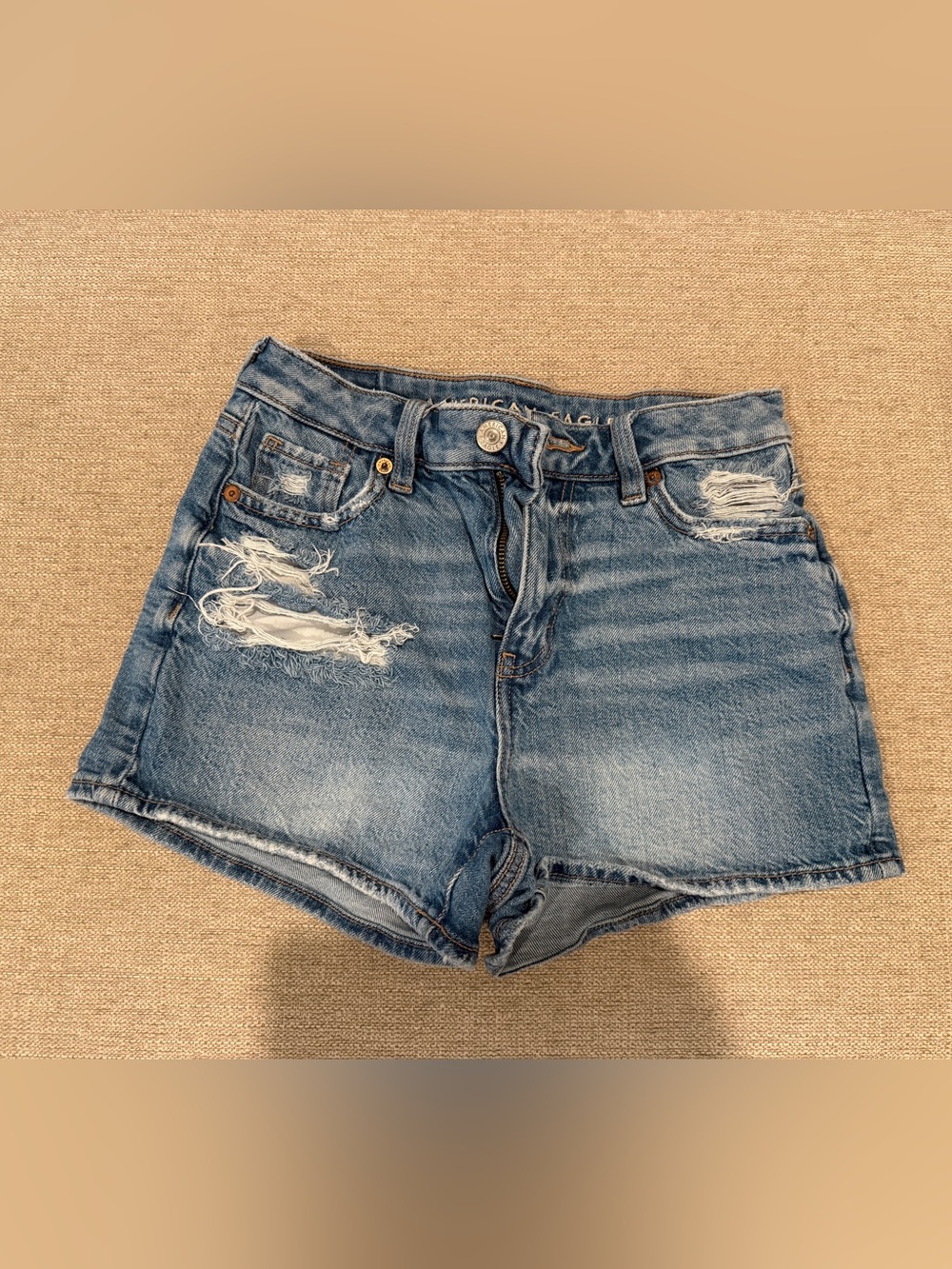American Eagle Women's Distressed Denim Shorts - Blue